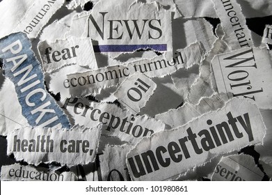 Various Newspaper Headlines Showing Economic Concepts