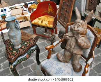 Various Objects On A Flea Market (Braderie De Lille - France)