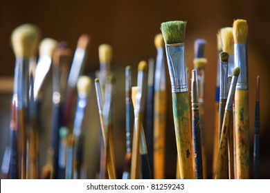 Various paint brushes.