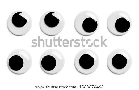 Various Pairs of Googly Eyes Isolated on White Background.