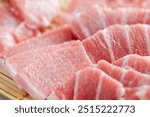 Various parts of fresh tuna sashimi