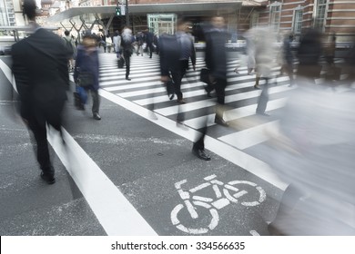 Various People Image Slow Shutter Series Coming And Going Tokyo Station Marunouchi Business District Of Tokyo