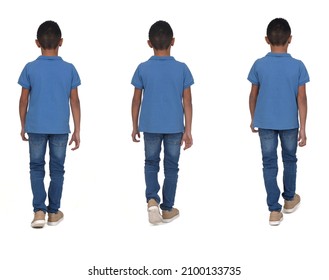 Various Poses Of The Same Boy Walking Backwards