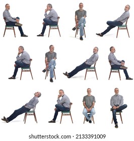 Various Poses Same Man Sitting On Stock Photo 2133391009 | Shutterstock