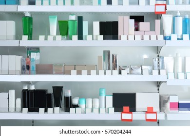 Various products on shelves at store