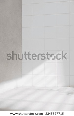 Various props in the bathroom background