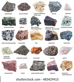 Collection Raw Minerals Ores Names Isolated Stock Photo 483455551 ...