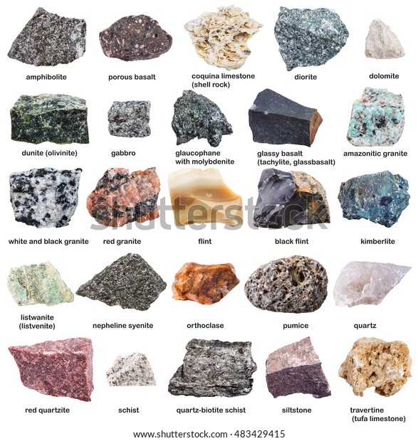 Various Raw Minerals Names Isolated On Stock Photo (Edit Now) 483429415