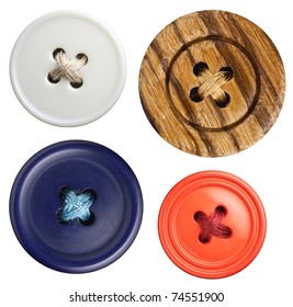 Various sewing buttons set on white background - Shutterstock ID 74551900