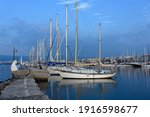 Various ships and boats in a marina of Thessaloniki, Greece