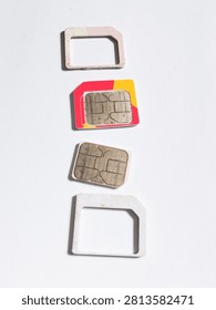 various SIM card sizes, including mini, micro, and nano, which are commonly used in mobile devices.