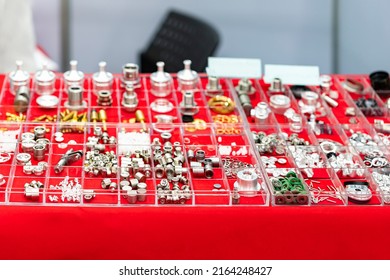 various small machining parts accessories or component for mold or machine in industrial work on table - Shutterstock ID 2164248427