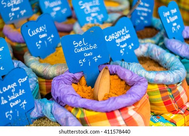 Various Spices On A Food Market, Guadeloupe