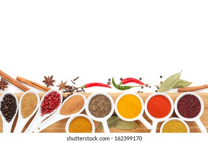 Various spices selection. Isolated on white background