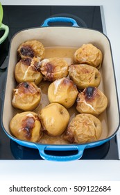 Various Steps Of A Home Cook Making Apple Sauce In A Blender