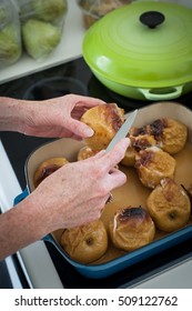 Various Steps Of A Home Cook Making Apple Sauce In A Blender