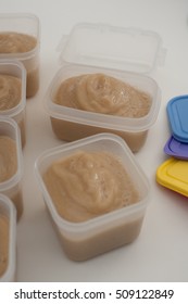 Various Steps Of A Home Cook Making Apple Sauce In A Blender