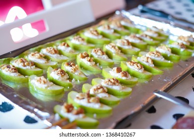 Various Thanksgiving Dinner Dishes Being Prepared And Served