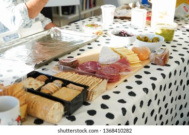 Various Thanksgiving Dinner Dishes Being Prepared And Served