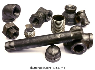 Various Threaded Metal Pipe Fittings Used In The Trade