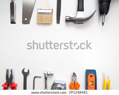 Various tools over a blank panel