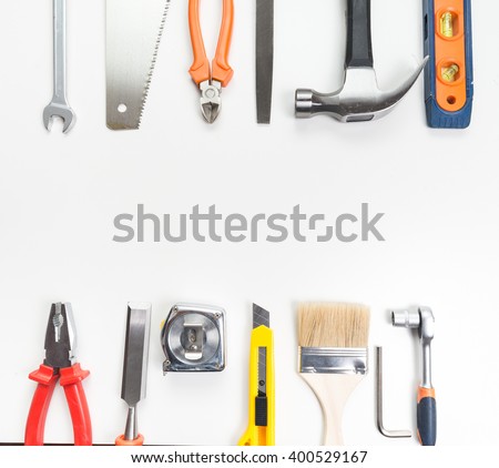 Various tools over a blank panel