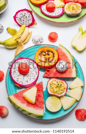 Similar – Foto Bild Wassermelonenschale gefüllt mit Obst