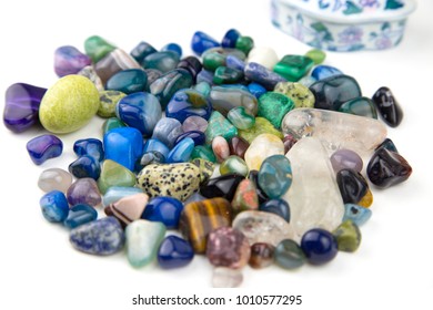 Various Tumbled Bright Coloured Green, Blue And Turquoise Semi P