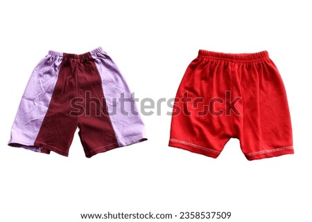 various types of baby shorts. isolated white background