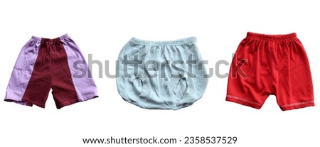 various types of baby shorts. isolated white background