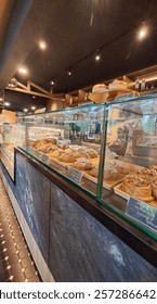 Various types of bread available at the café. 