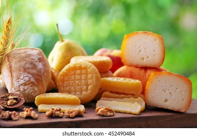 Various Types Of Portuguese Cheese On Table