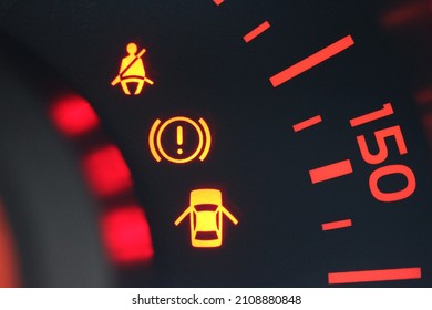 Various warning lamps in a new vehicle gauge cluster