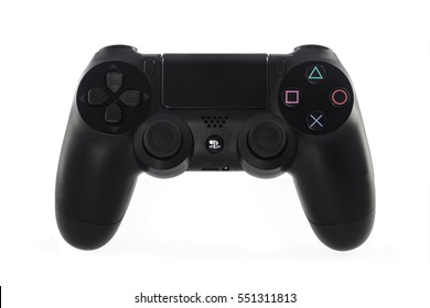 VARNA, Bulgaria - 18 November, 2016: Dualshock 4 controller for Sony PlayStation 4 game console is a home video game console developed by Sony Interactive Entertainment.