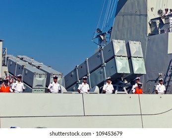 VARNA, BULGARIA - AUG 05: Navy Frigate 