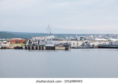 Varna, Bulgaria - July 16, 2014: Boat Hull Number 223 Of Bulgarian Navy Stands At Varna Naval Base