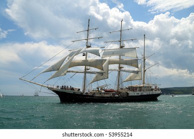 VARNA, BULGARIA - MAY 24: The British Tall Ship Tenacious At The Parade Of Sail During Tall Ship Regatta 2010 On May 24, 2010 In Varna, Bulgaria.