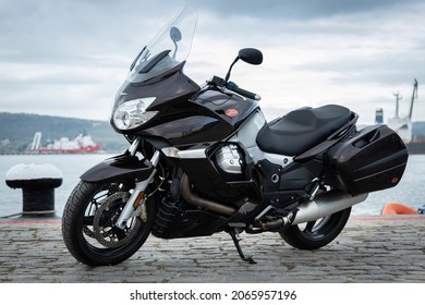 Varna , Bulgaria - OCTOMBER 6, 2021. Moto guzzi norge on the street. Moto Guzzi is an Italian motorcycle manufacturer and the oldest European manufacturer in continuous motorcycle production.