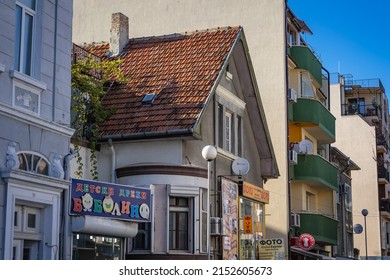 Varna, Bulgaria - September 3, 2021: Townhouse on Prince Boris I street in Varna
