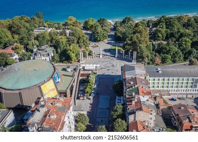 Varna, Bulgaria - September 3, 2021: Slivnitsa Avenue, Sea Garden park and concert hall in Varna city