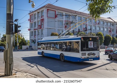 Varna, Bulgaria - September 3, 2021: Trolleybus in Varna city