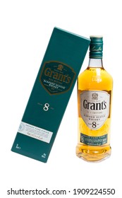 VARNA, BULGARIA-JANUARY 17, 2021: Grant's Cask Editions Blended Scotch Whiskey, 8 Years Old. Oloroso Sherry Casks Unique Blend For A Smooth, Rich And Fruity Taste.