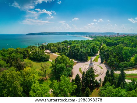 Varna spring time, beautiful aerial view above city and sea garden