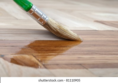 Varnish Brush Strokes On A Wooden Floor