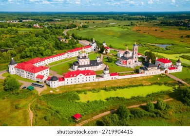 The Varnitsky Trinity Monastery of St. Sergius aerial panoramic view in Rostov Veliky in Yaroslavl Oblast, Golden Ring of Russia
