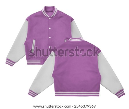 varsity jacket bundle mockup, front and back view, isolated on white background. ready for your mock up design or presentation your project