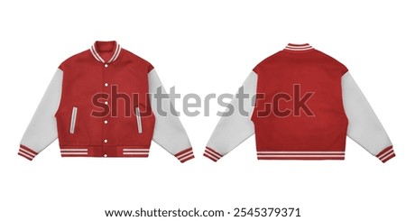 varsity jacket bundle mockup, front and back view, isolated on white background. ready for your mock up design or presentation your project