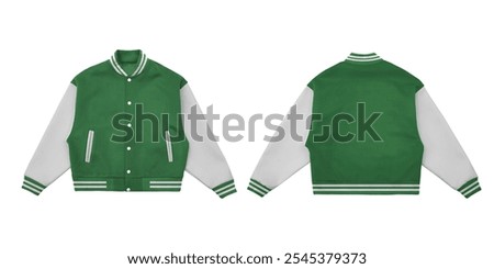 varsity jacket bundle mockup, front and back view, isolated on white background. ready for your mock up design or presentation your project
