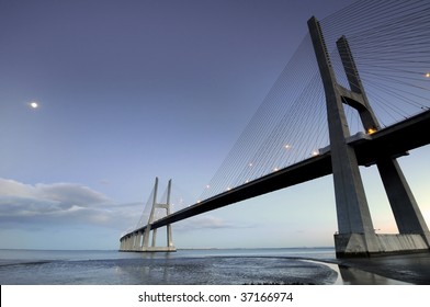 Vasco da Gama bridge in Lisbon Portugal