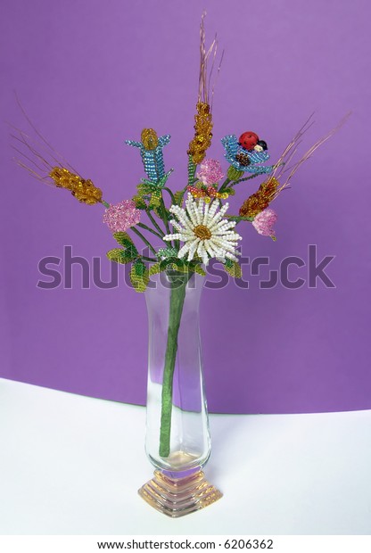 Vase Flowers Made Beads Stock Photo Edit Now 6206362